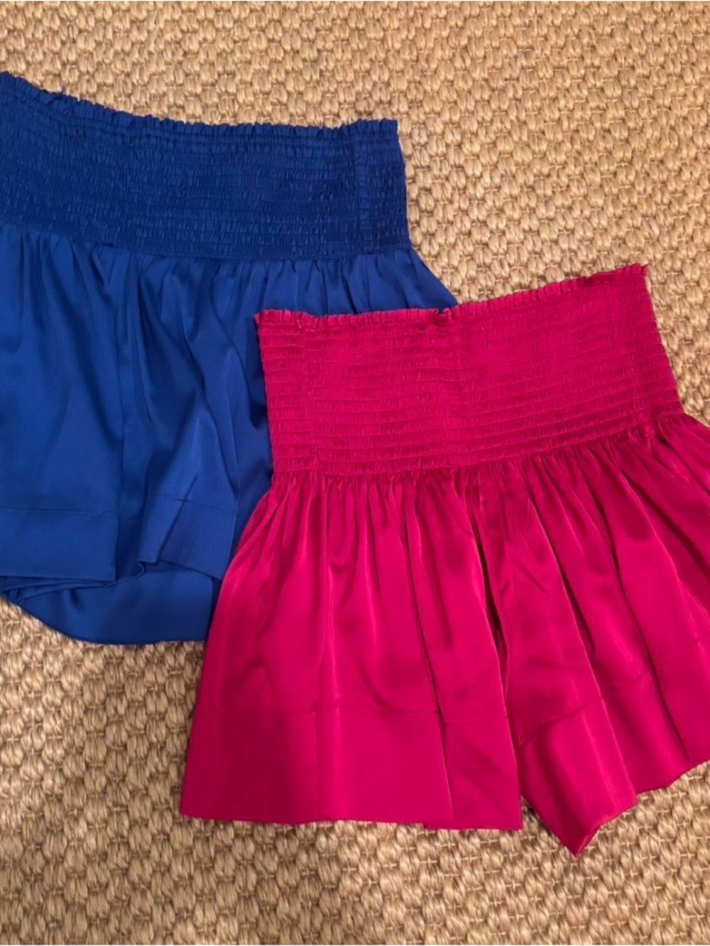 Women's Smocked Mini Skirt - Blue and Fuchsia